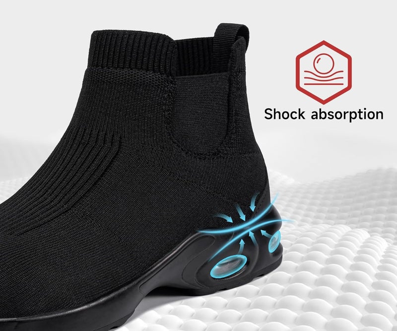 LARNMERN Steel Toe Shoes for Men Women Water Resistant Work Boots Non Slip Safety Sneakers Slip On Industrial Air Cushion Chelsea Boots - Image 4